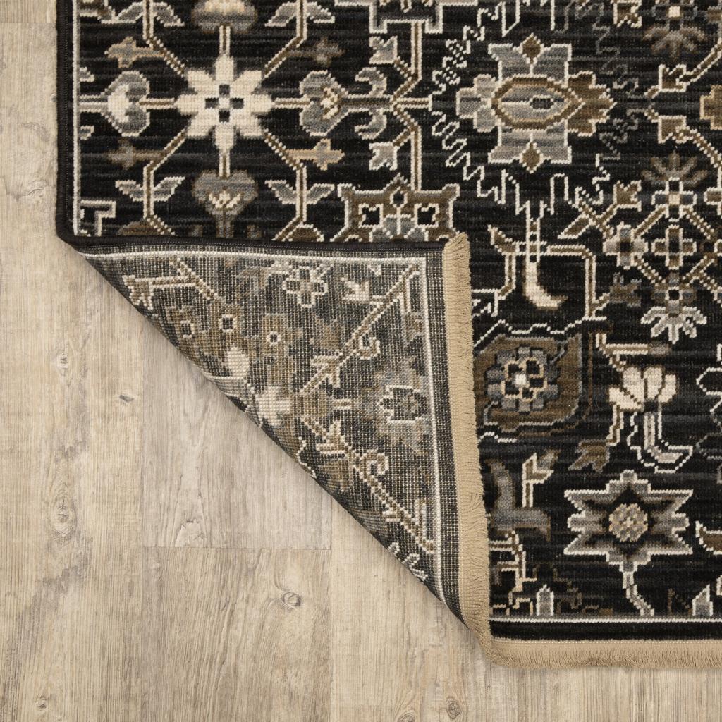 Oriental Weavers Acacia ACA05 Black Rectangle Indoor Runner Oriental Pattern-
