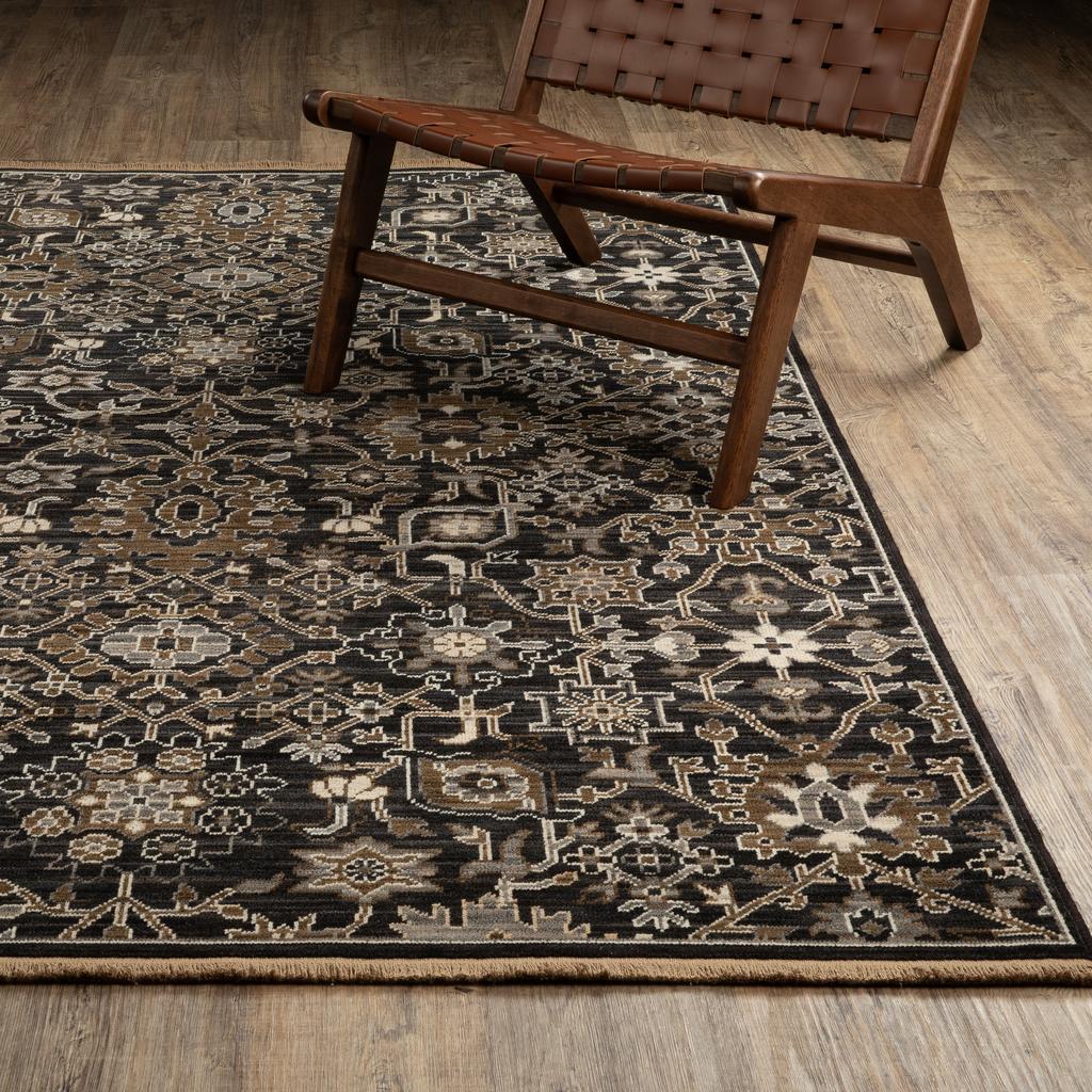 Oriental Weavers Acacia ACA05 Black Rectangle Indoor Runner Oriental Pattern-