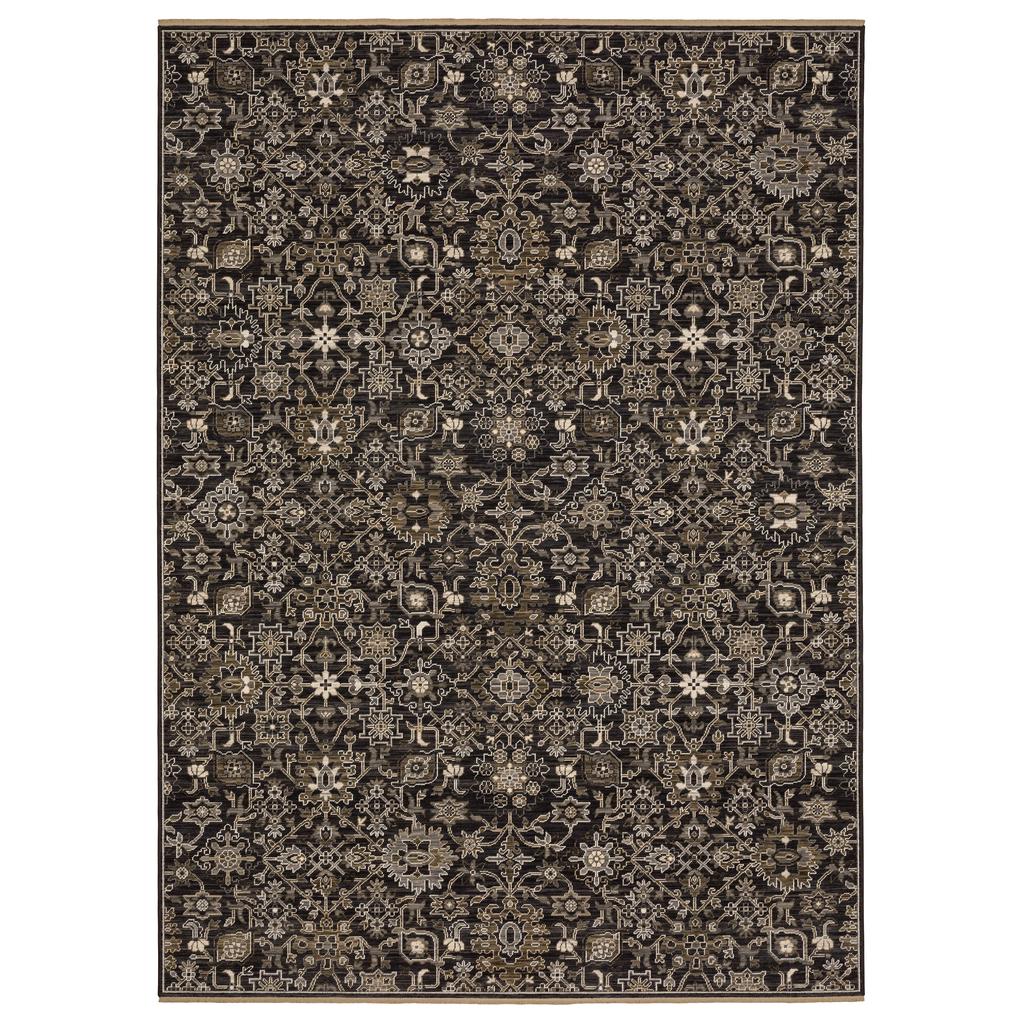 Oriental Weavers Acacia ACA05 Black Rectangle Indoor Runner Oriental Pattern-