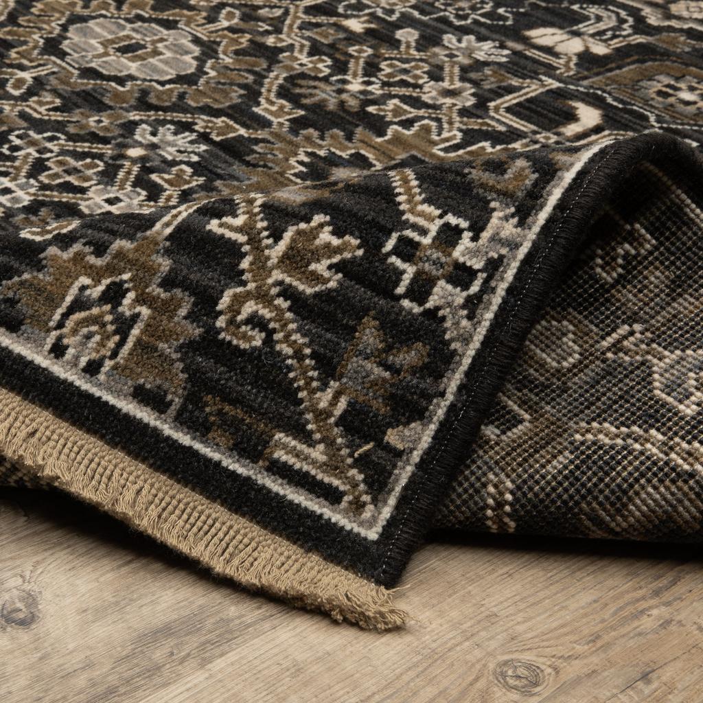 Oriental Weavers Acacia ACA05 Black Rectangle Indoor Runner Oriental Pattern-