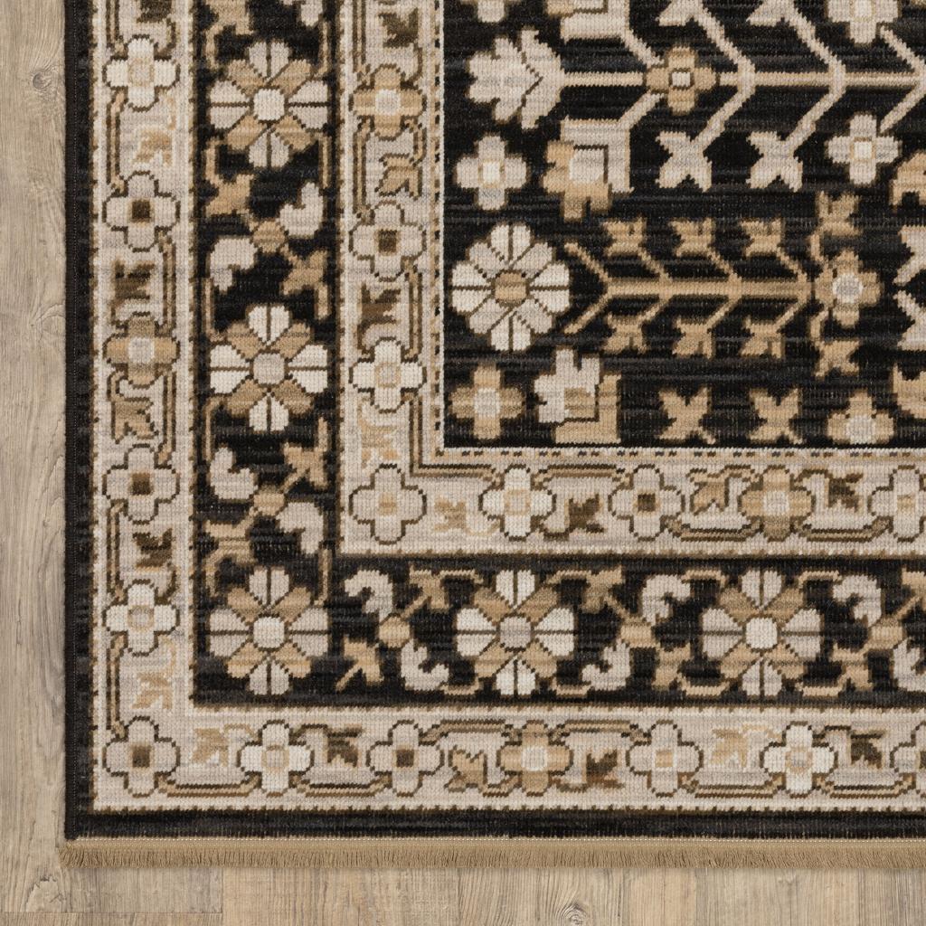 Oriental Weavers Acacia ACA10 Black Rectangle Indoor Runner Oriental Pattern-
