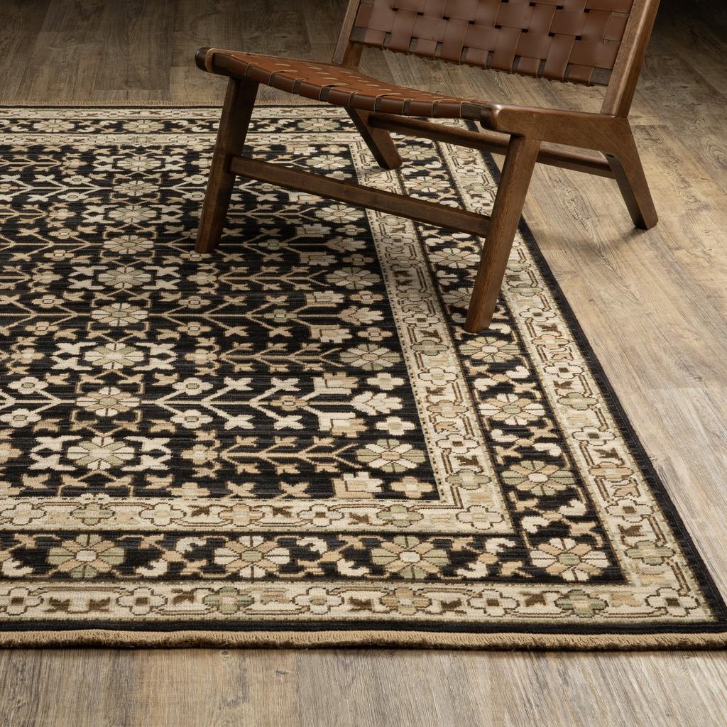 Oriental Weavers Acacia ACA10 Black Rectangle Indoor Runner Oriental Pattern-