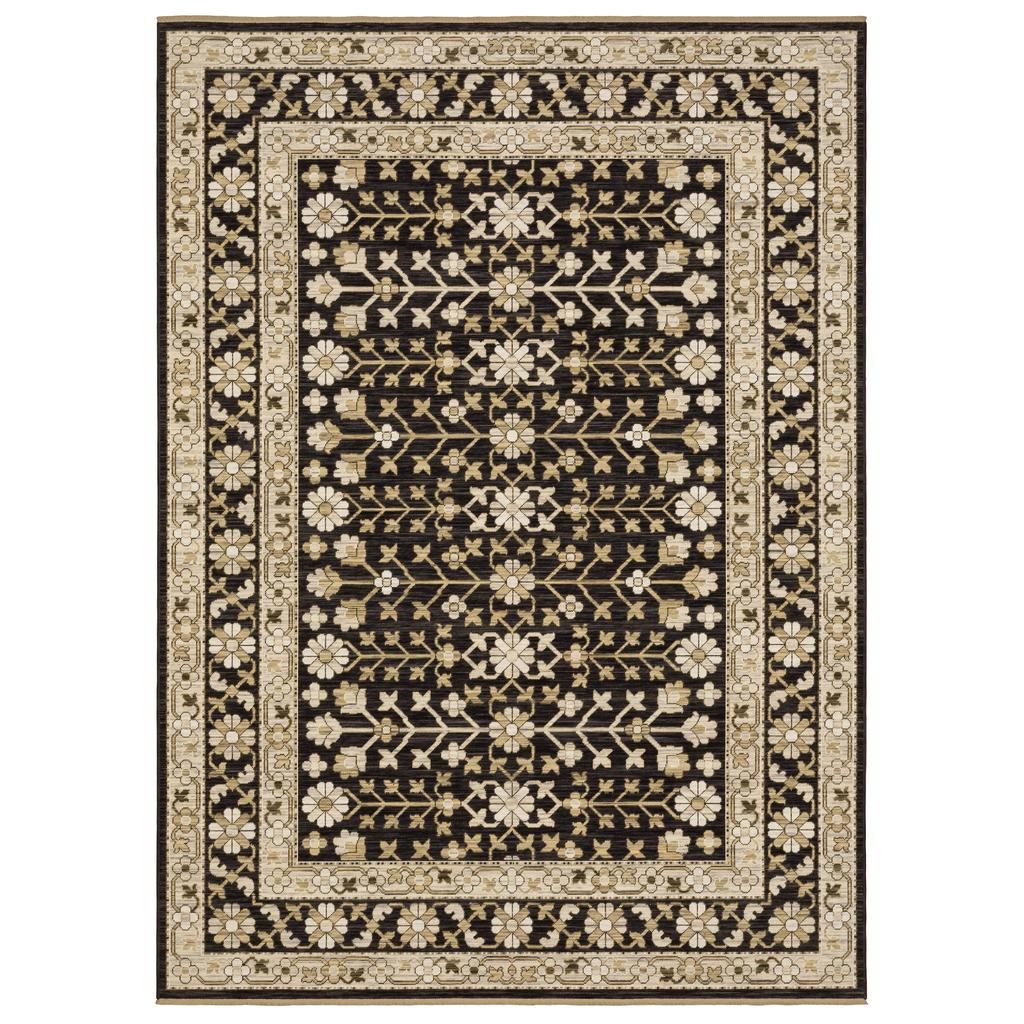 Oriental Weavers Acacia ACA10 Black Rectangle Indoor Runner Oriental Pattern-