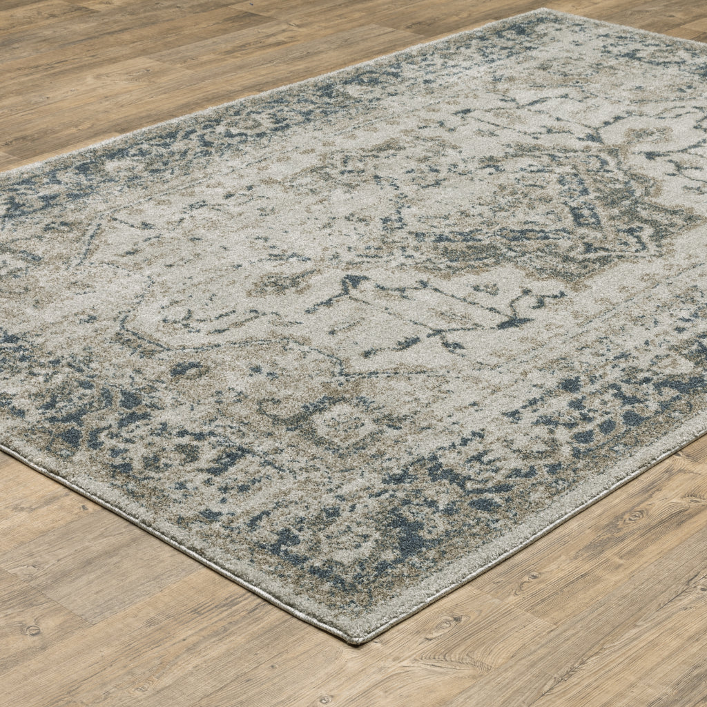 Oriental Weavers Alton 002W9 Gray Rectangle Indoor Area Rug - Luxurious Machine Made Rug with Distressed Medallion Design-