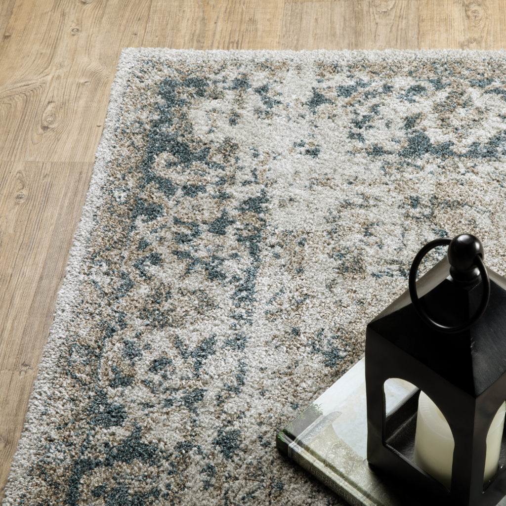 Oriental Weavers Alton 002W9 Gray Rectangle Indoor Area Rug - Luxurious Machine Made Rug with Distressed Medallion Design-