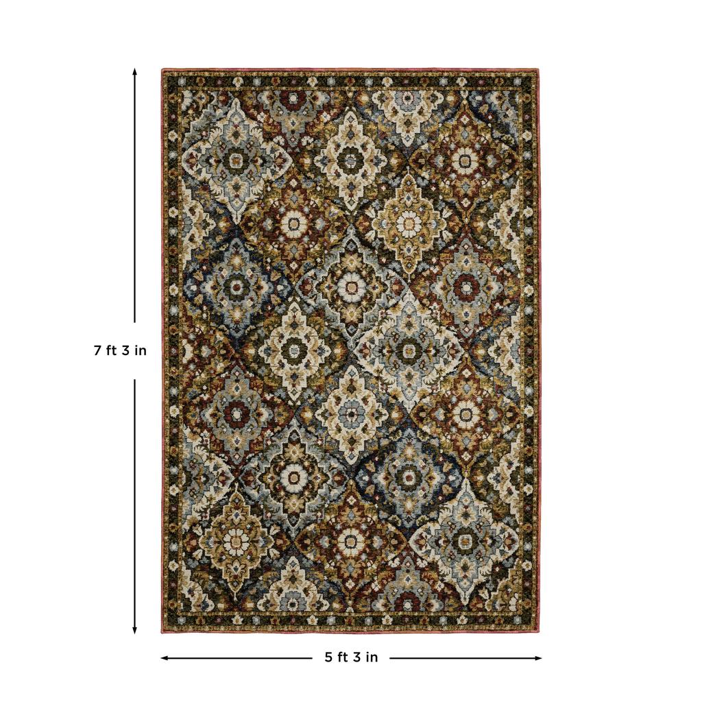 Oriental Weavers Andorra 2408A Red Rectangle Indoor Area Rug Medallion Pattern-