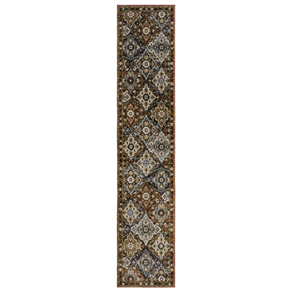 Oriental Weavers Andorra 2408A Red Rectangle Indoor Runner Medallion Pattern-