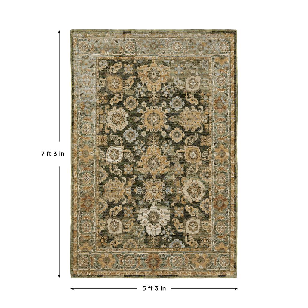 Oriental Weavers Andorra 2417B Green Rectangle Indoor Area Rug Oriental Pattern-