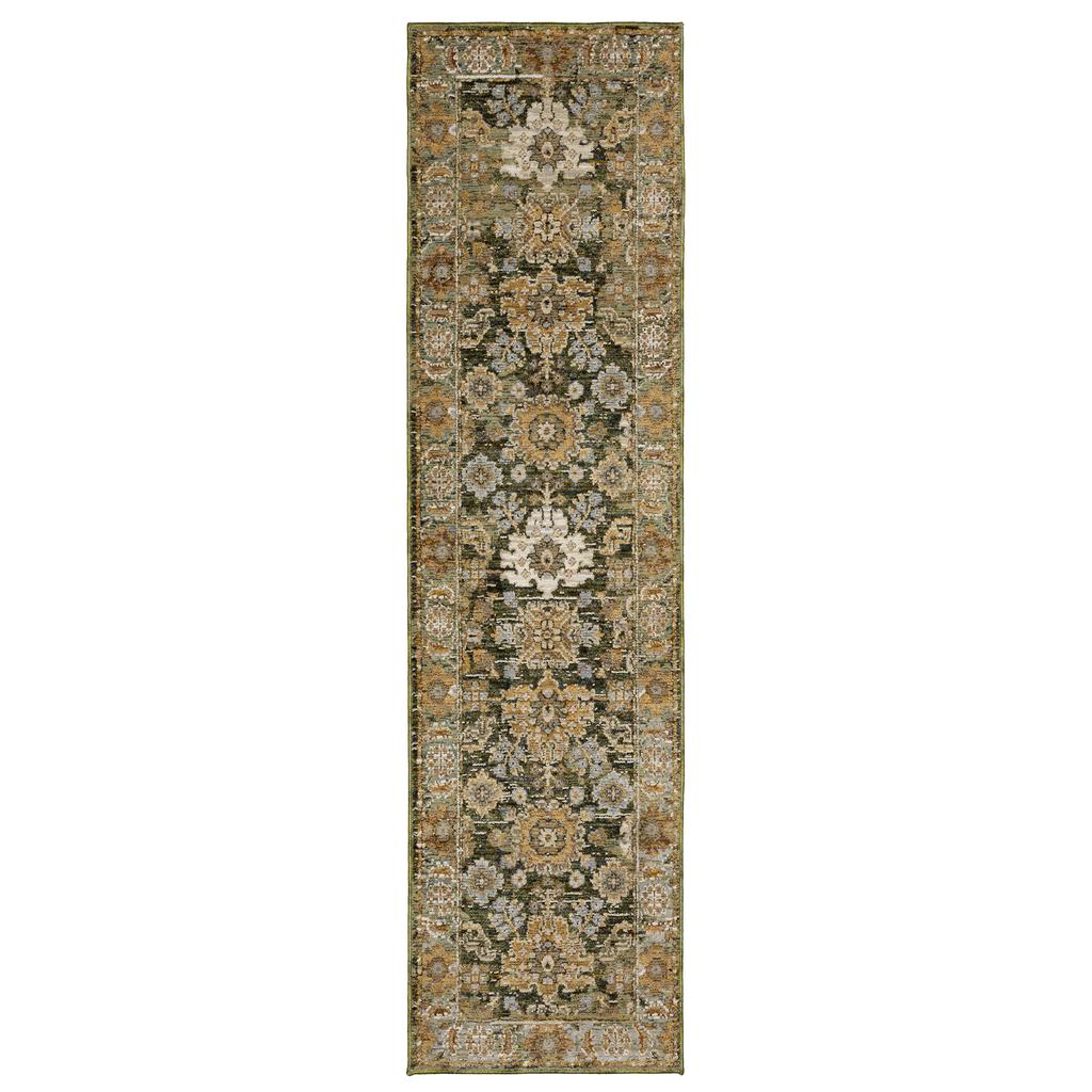 Oriental Weavers Andorra 2417B Green Rectangle Indoor Runner Oriental Pattern-