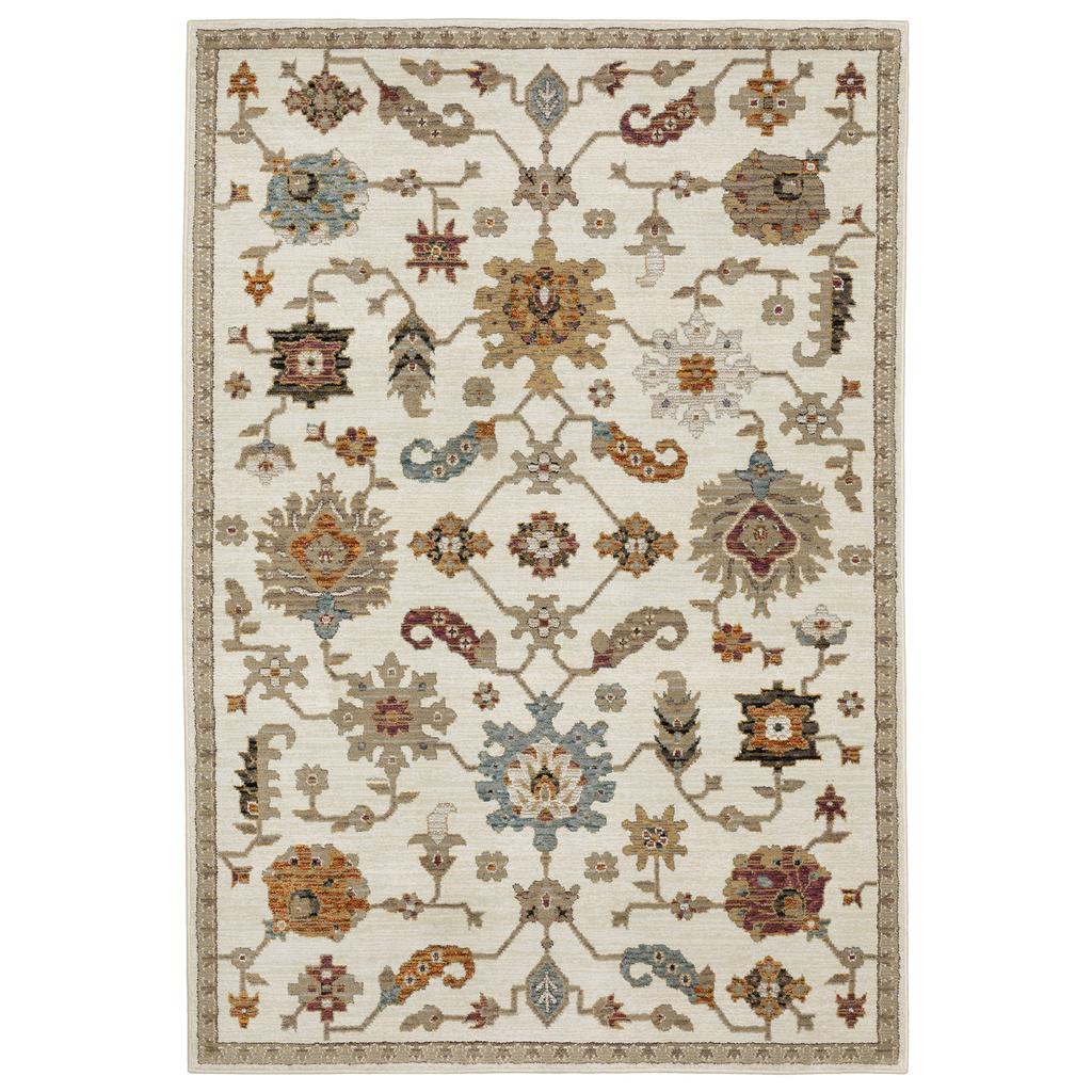 Oriental Weavers Andorra 2419B Ivory Rectangle Indoor Area Rug Oriental Pattern-