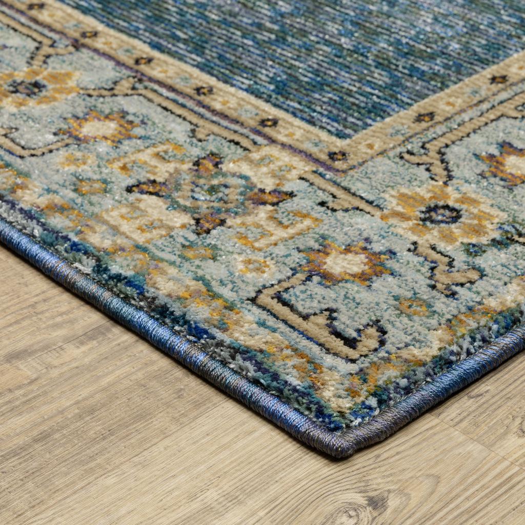 Oriental Weavers Andorra 2430A Blue Rectangle Indoor Runner Medallion Pattern-
