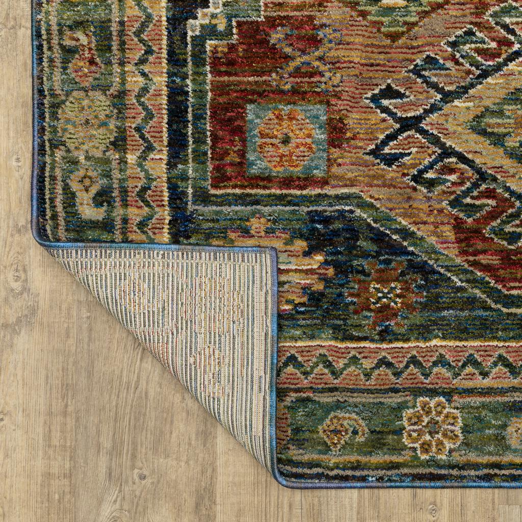 Oriental Weavers Andorra 2442A Blue Rectangle Indoor Runner Tribal Pattern-