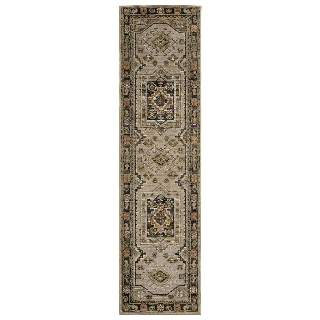 Oriental Weavers Andorra 2442D Grey Rectangle Indoor Runner Tribal Pattern-