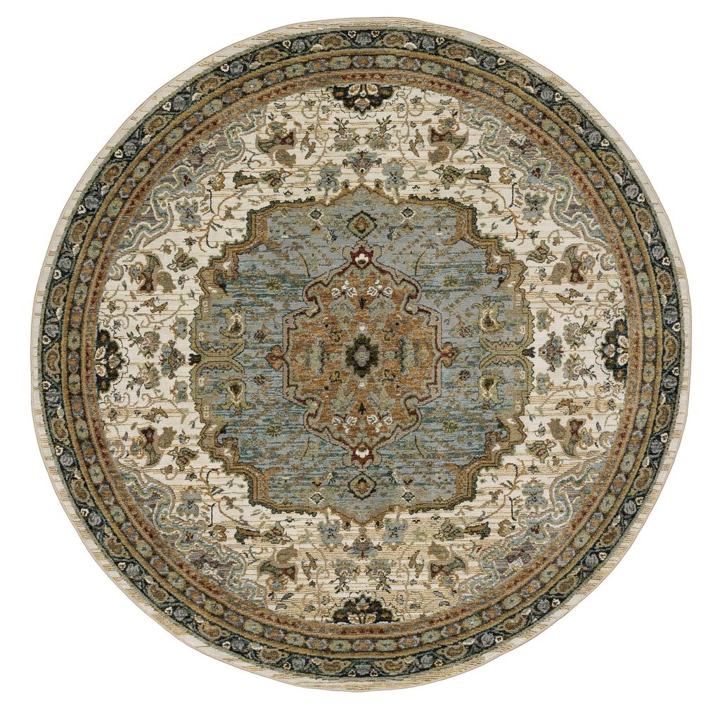 Oriental Weavers Andorra 2451B Ivory Round Indoor Area Rug Oriental Pattern-
