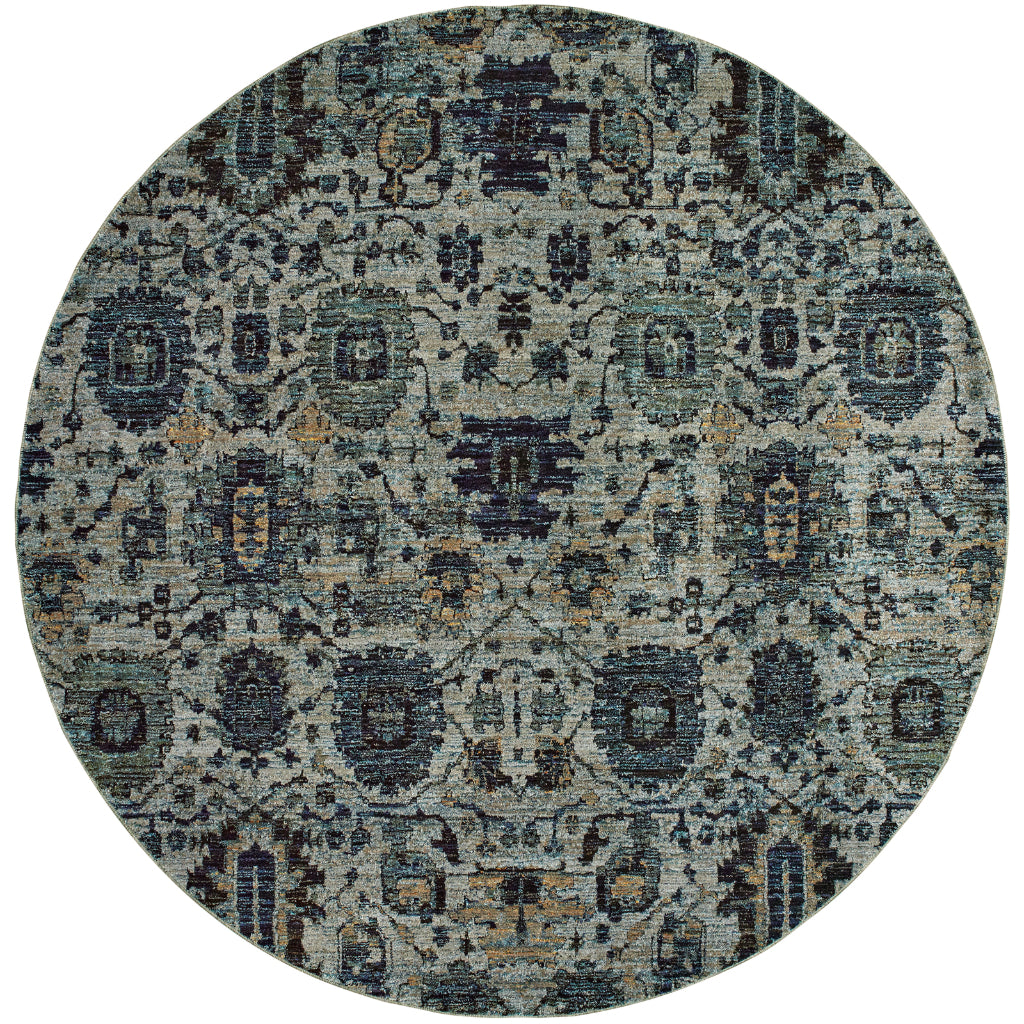 Oriental Weavers Andorra 7120A Multicolor Round Indoor Area Rug - Durable & Stain Resistant Dining Room Rug with Oriental Design-