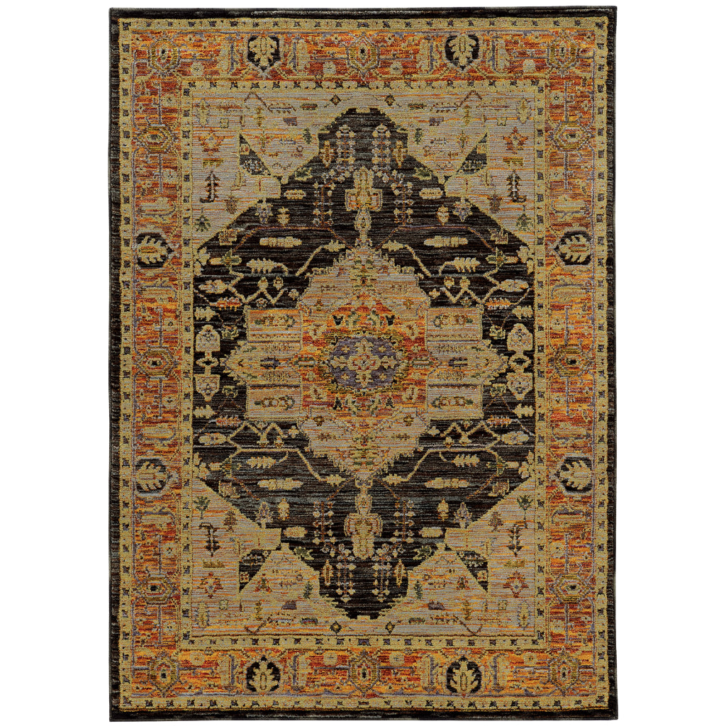 Oriental Weavers Andorra 7138B Multicolor Rectangle Indoor Area Rug - Durable & Stain Resistant Rug with Medallion Design-