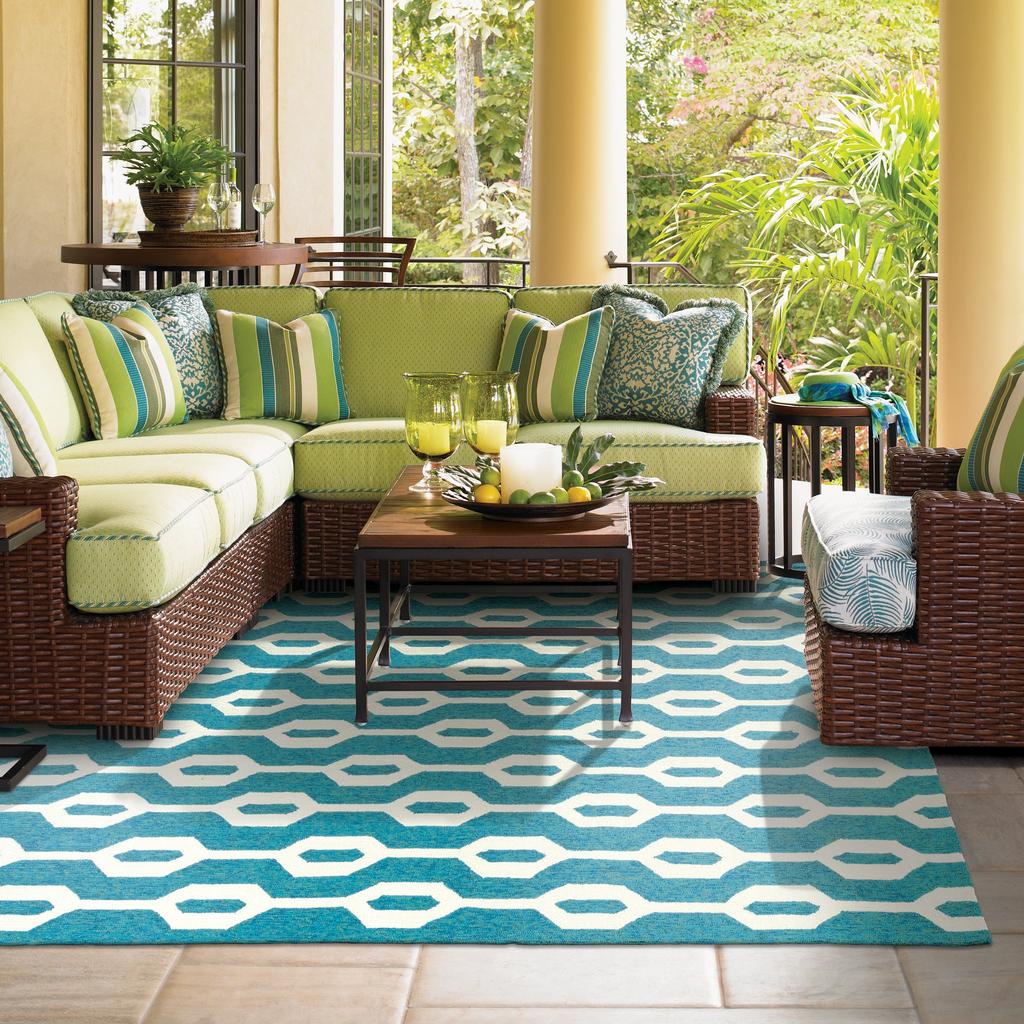 Oriental Weavers Atrium 51112 Gold/Ivory Rectangle Indoor / Outdoor Area Rug - Stain Resistant Handmade Patio Rug-