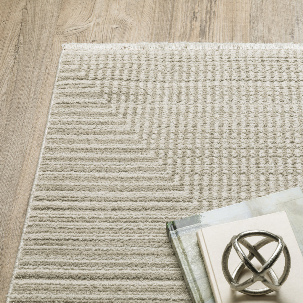 Oriental Weavers Bauer 4150E Beige Rectangle Indoor Runner - Stain Resistant Modern Rug with Geometric Design-