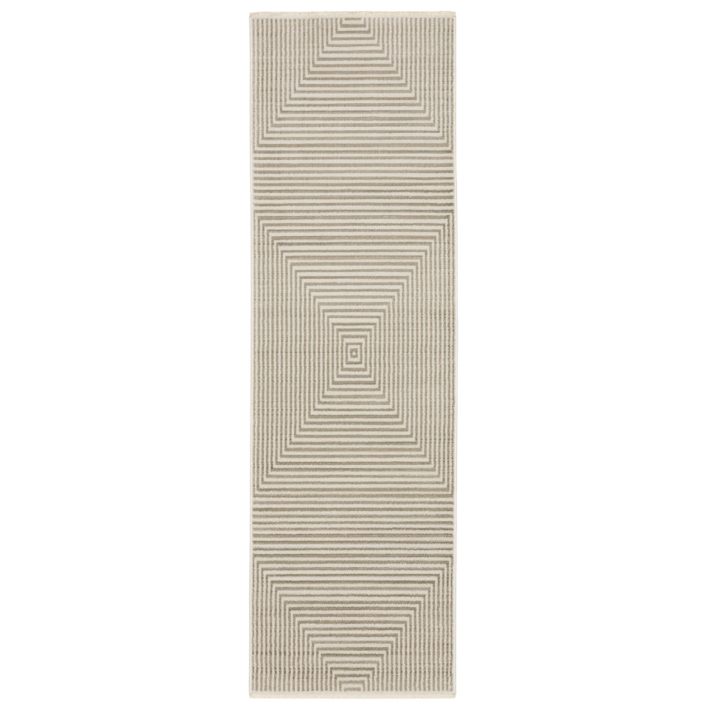 Oriental Weavers Bauer 4150E Beige Rectangle Indoor Runner - Stain Resistant Modern Rug with Geometric Design-