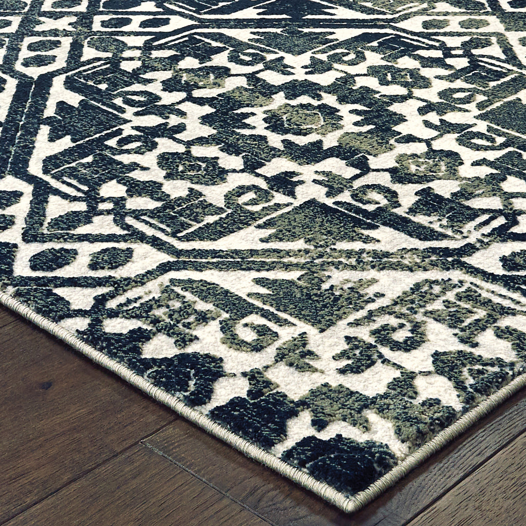 Oriental Weavers Bowen 5506E Navy Rectangle Indoor Runner - Stain Resistant Machine Woven Rug-