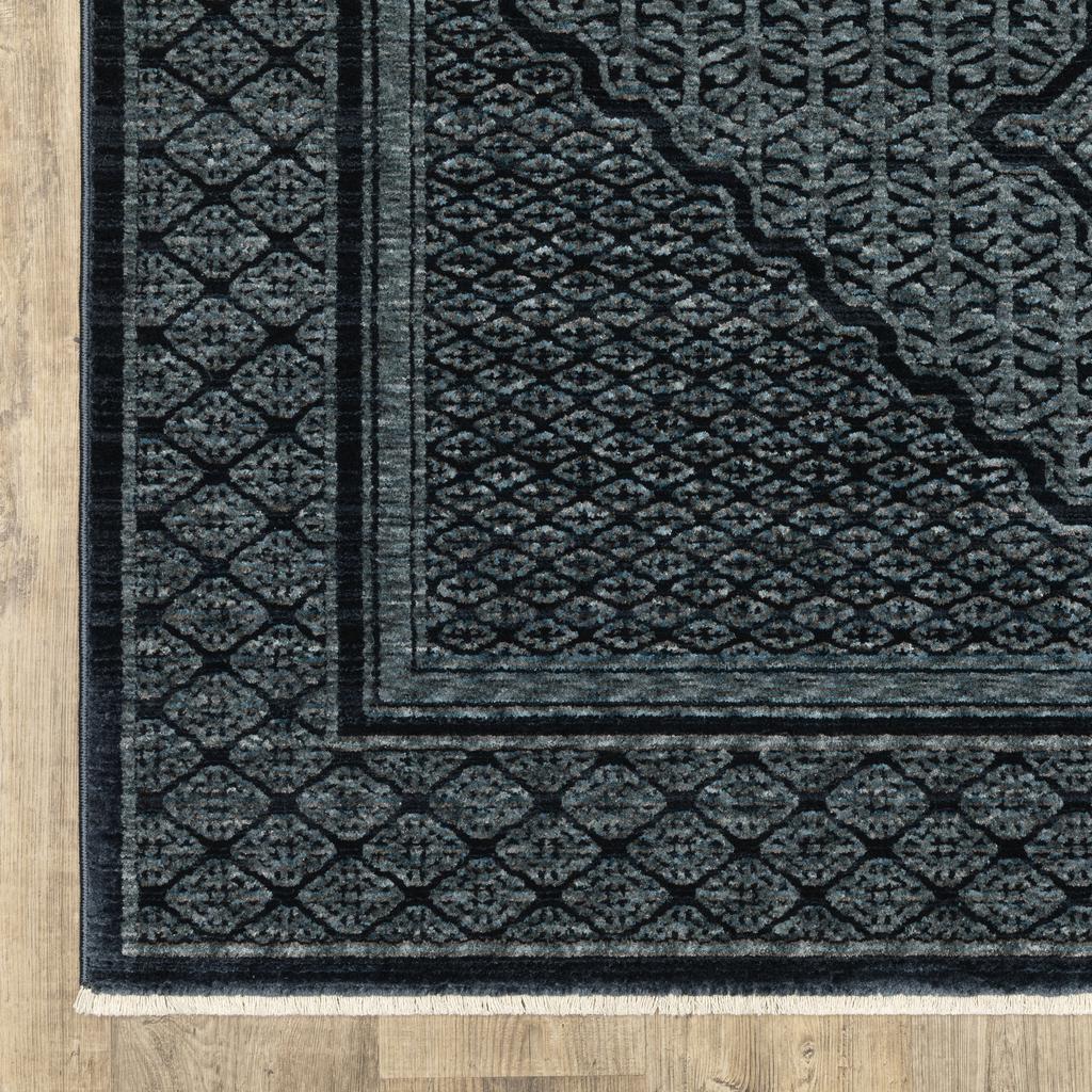 Oriental Weavers Capella CAP01 Blue Rectangle Indoor Runner Medallion Pattern-