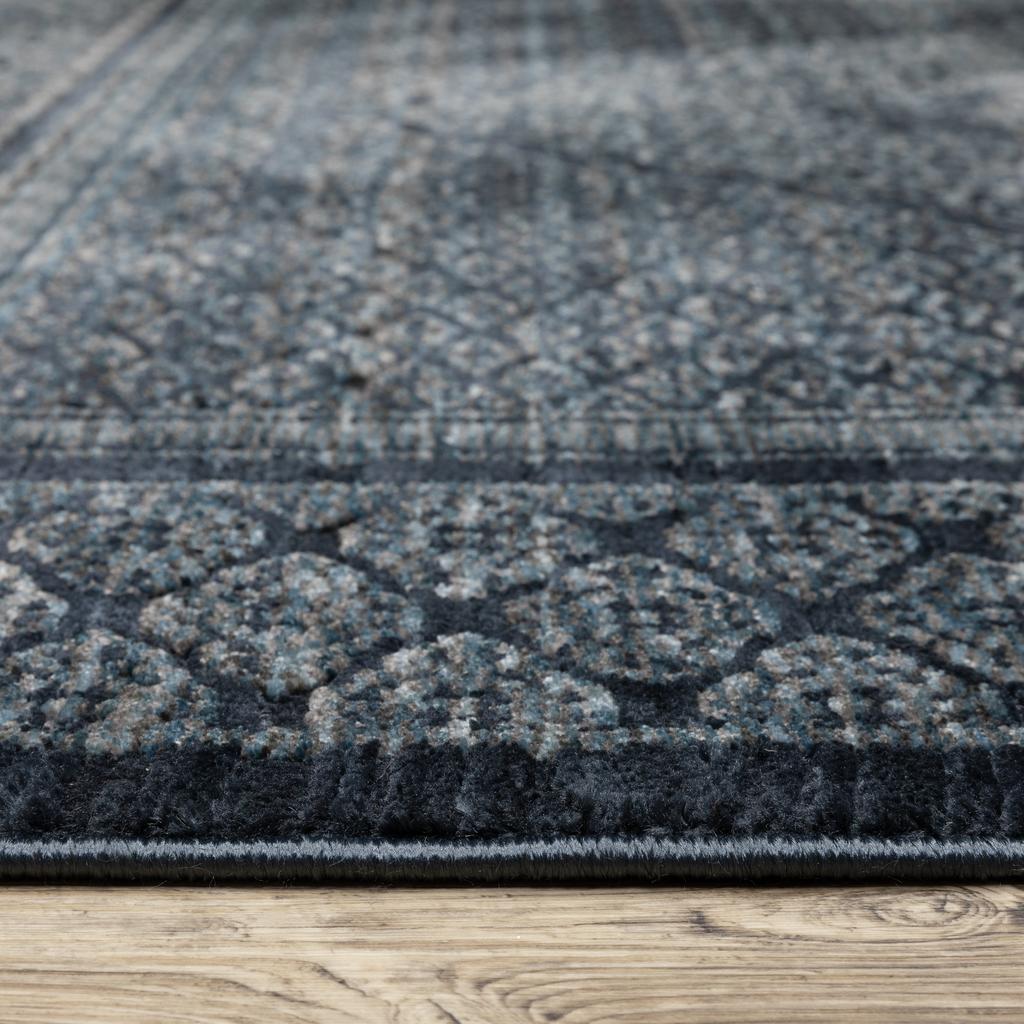 Oriental Weavers Capella CAP01 Blue Rectangle Indoor Runner Medallion Pattern-