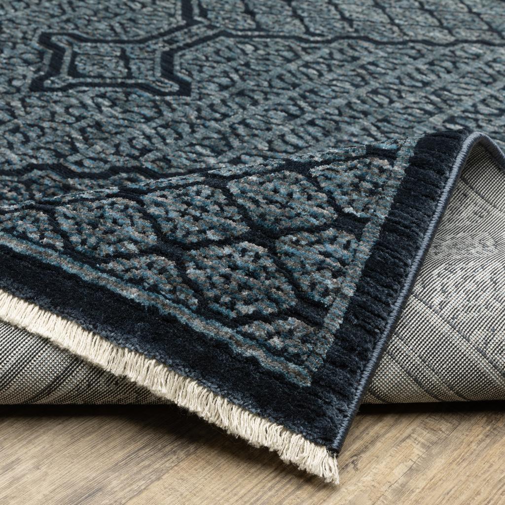 Oriental Weavers Capella CAP01 Blue Rectangle Indoor Runner Medallion Pattern-