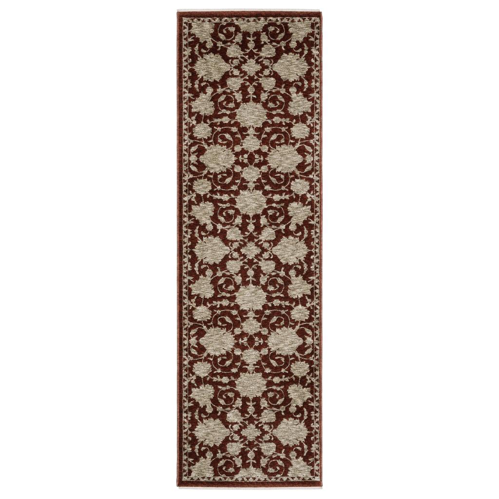 Oriental Weavers Capella CAP08 Red Rectangle Indoor Runner Floral Pattern-
