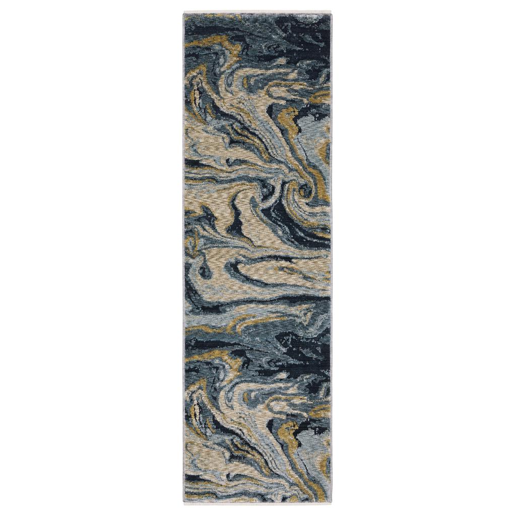 Oriental Weavers Capella CAP10 Blue Rectangle Indoor Runner Abstract Pattern-