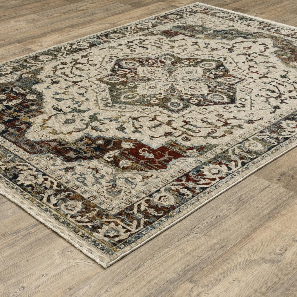 Oriental Weavers Capella CAP12 Beige Rectangle Indoor Area Rug Medallion Pattern-