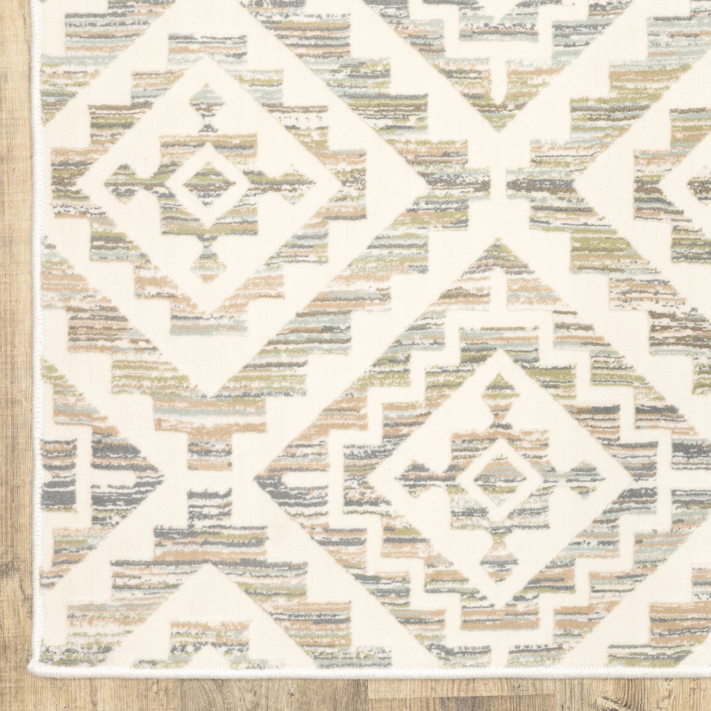 Oriental Weavers Capistrano 288Q1 Multicolor Rectangle Indoor Area Rug - Stain Resistant Low-High Pile Rug with Geometric Design-