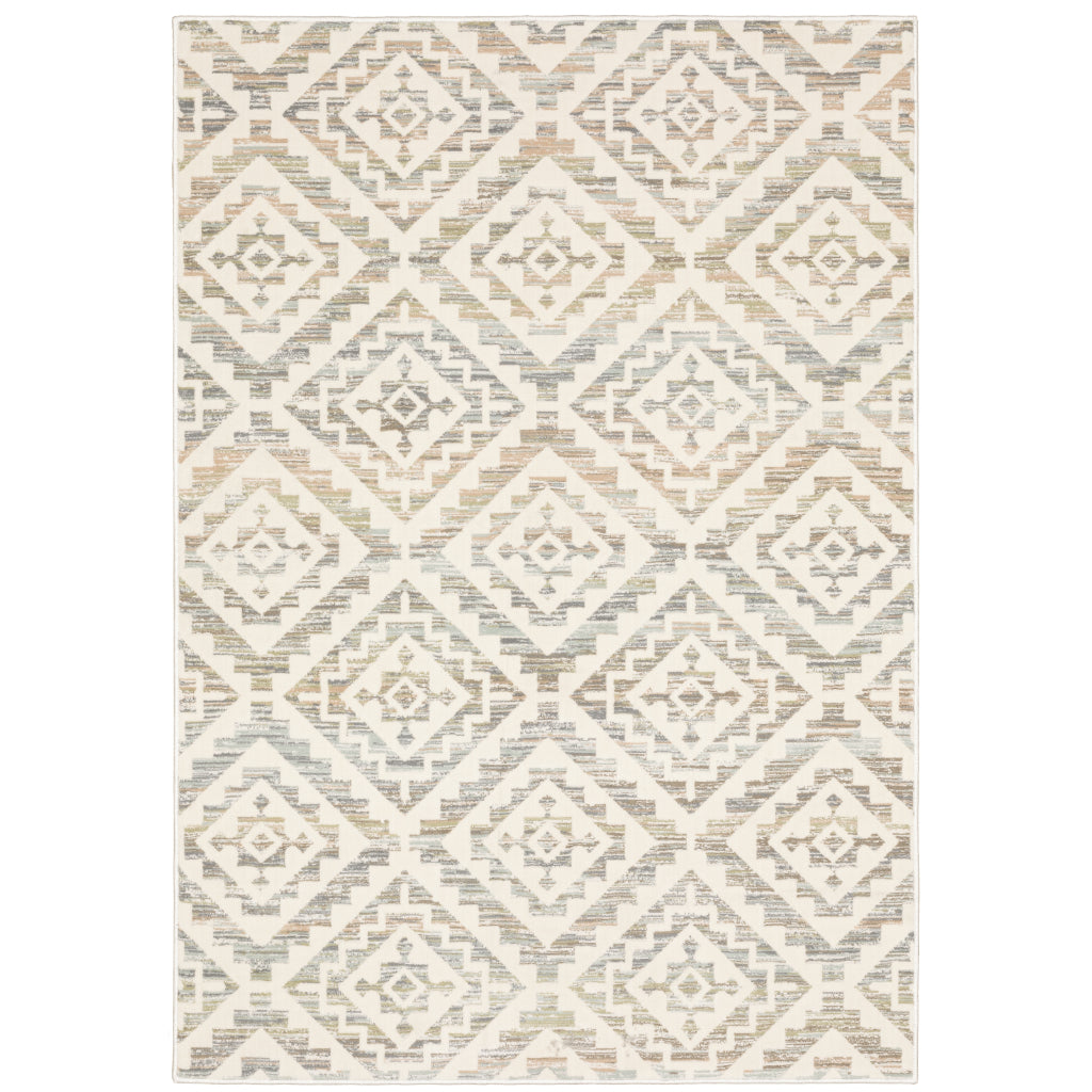 Oriental Weavers Capistrano 288Q1 Multicolor Rectangle Indoor Area Rug - Stain Resistant Low-High Pile Rug with Geometric Design-