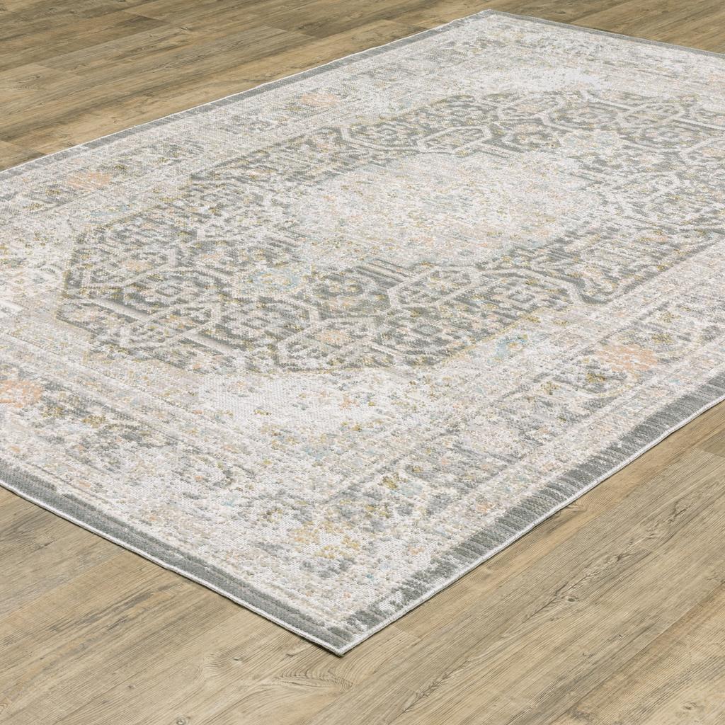 Oriental Weavers Cavett CAV02 Gray Rectangle Indoor Area Rug Medallion Pattern-