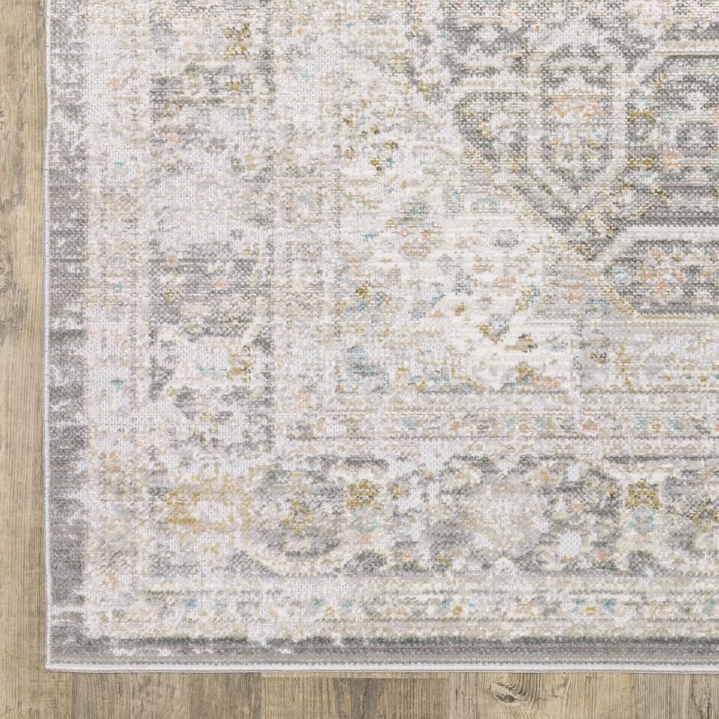 Oriental Weavers Cavett CAV02 Gray Rectangle Indoor Area Rug Medallion Pattern-