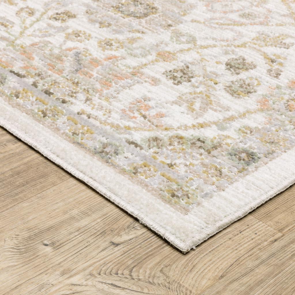 Oriental Weavers Cavett CAV05 Ivory Rectangle Indoor Runner Floral Pattern-