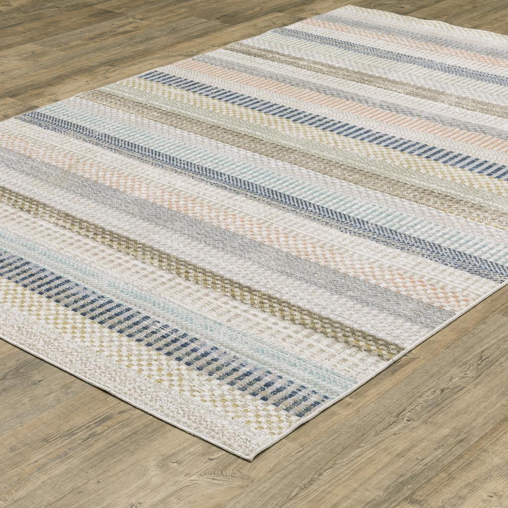 Oriental Weavers Cavett CAV08 Ivory Rectangle Indoor Area Rug Stripe Pattern-