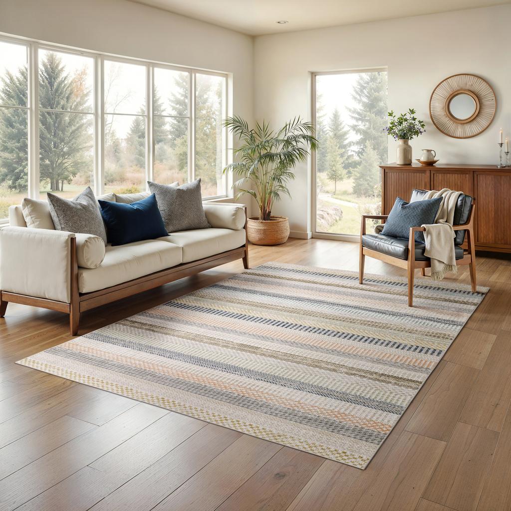 Oriental Weavers Cavett CAV08 Ivory Rectangle Indoor Area Rug Stripe Pattern-