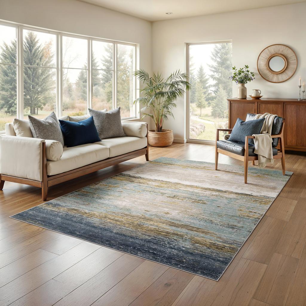 Oriental Weavers Cavett CAV09 Blue Rectangle Indoor Area Rug Abstract Pattern-