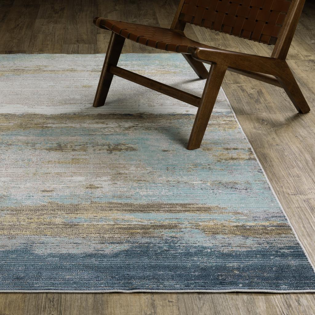 Oriental Weavers Cavett CAV09 Blue Rectangle Indoor Runner Abstract Pattern-