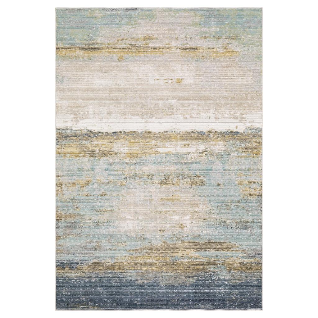 Oriental Weavers Cavett CAV09 Blue Rectangle Indoor Runner Abstract Pattern-