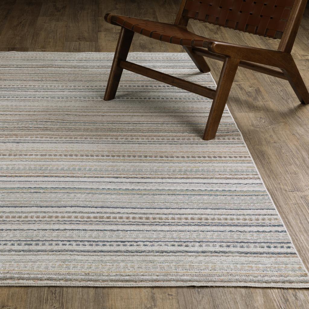 Oriental Weavers Cavett CAV10 Beige Rectangle Indoor Area Rug Stripe Pattern-