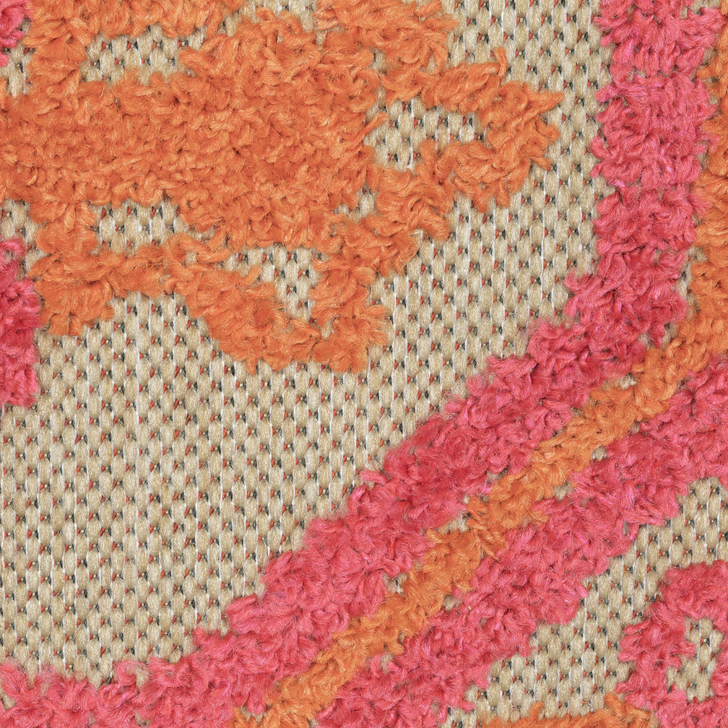 Oriental Weavers Cayman 2541V Sand/Pink Rectangle Indoor / Outdoor Runner - Stain Resistant Machine Made Entryway & Hallway Runner with Medallion Pattern-