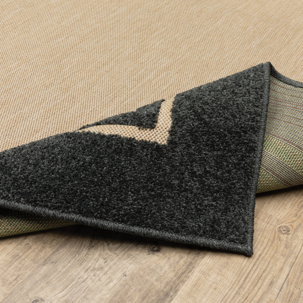 Oriental Weavers Cayman 5594K Sand/Charcoal Rectangle Indoor / Outdoor Area Rug - Stain Resistant Machine Made Patio Rug with Border Pattern-