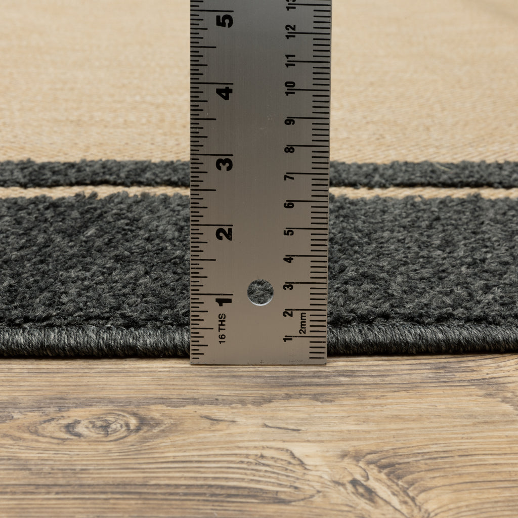 Oriental Weavers Cayman 5594K Sand/Charcoal Rectangle Indoor / Outdoor Runner - Stain Resistant Machine Made Entryway & Hallway Runner with Border Pattern-