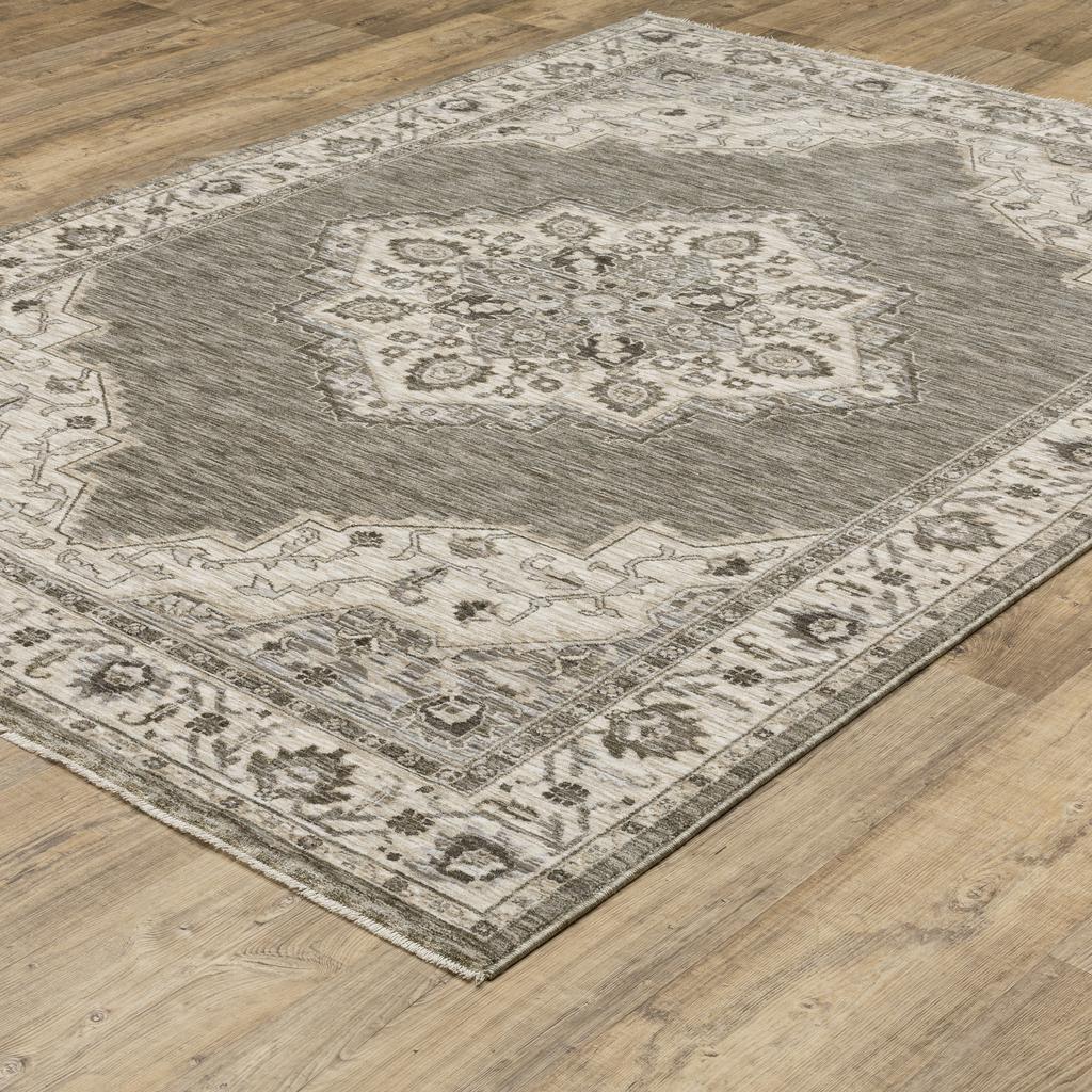 Oriental Weavers Chamberlain CH05A Grey Rectangle Indoor Area Rug Medallion Pattern-