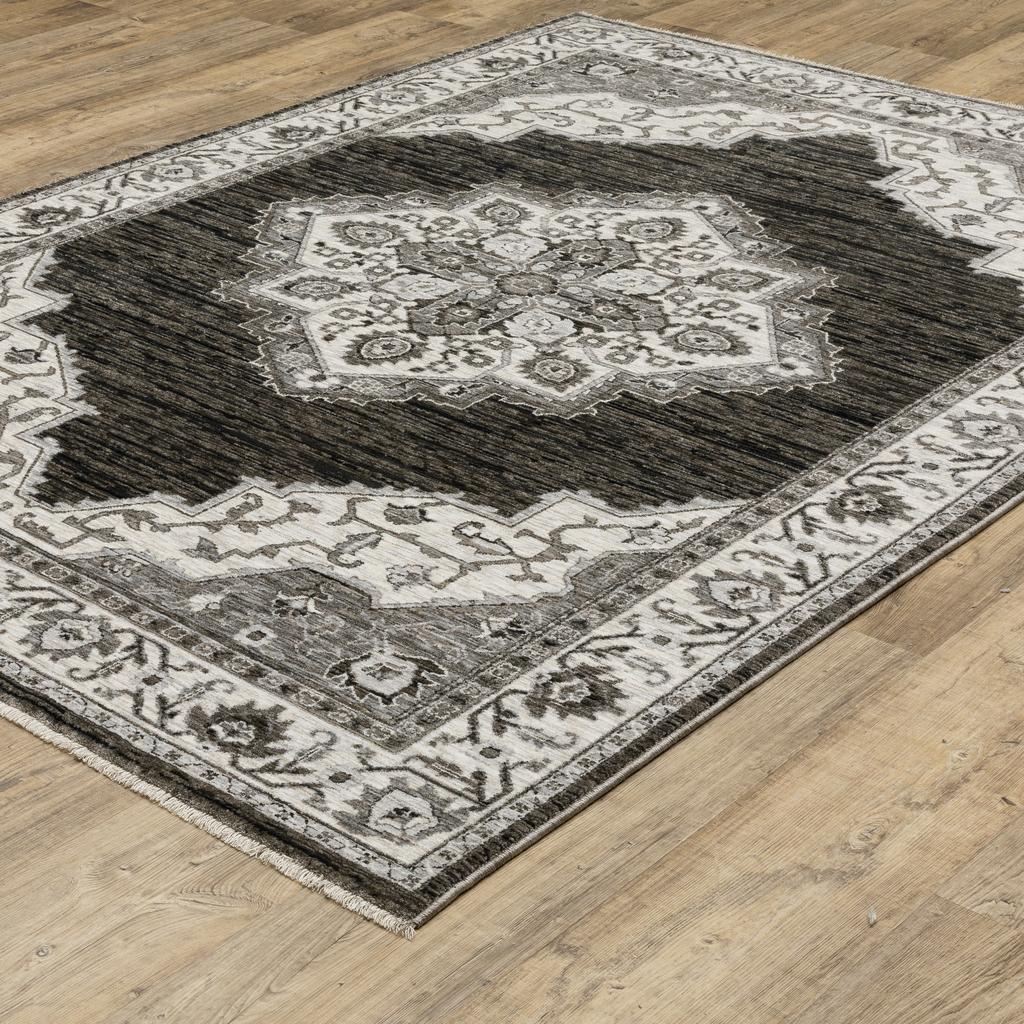 Oriental Weavers Chamberlain CH05C Charcoal Rectangle Indoor Area Rug Medallion Pattern-