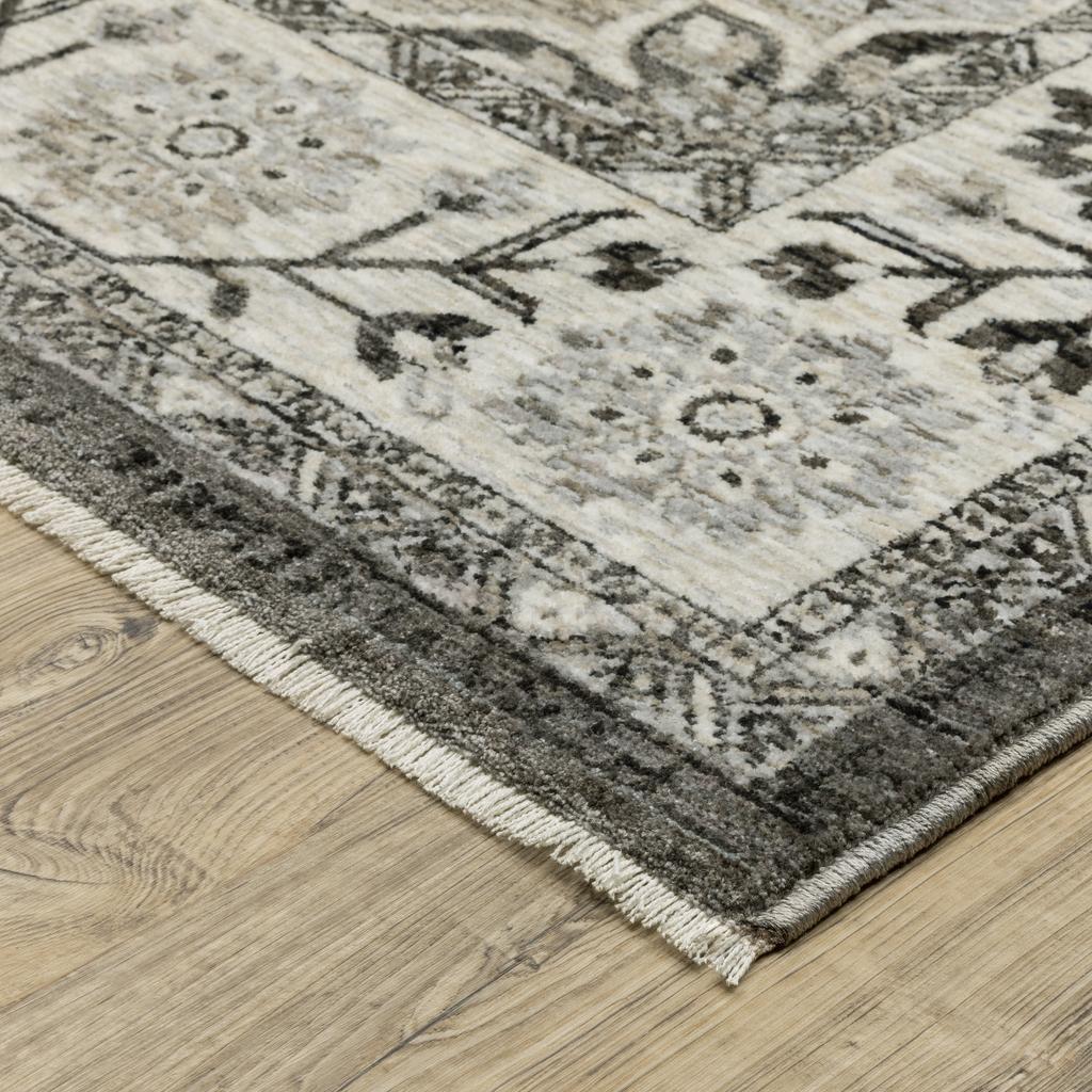 Oriental Weavers Chamberlain CH08B Grey Rectangle Indoor Area Rug Medallion Pattern-