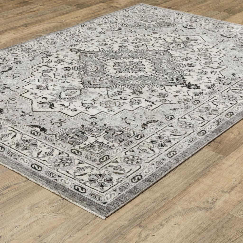 Oriental Weavers Chamberlain CH10L Grey Rectangle Indoor Area Rug Medallion Pattern-