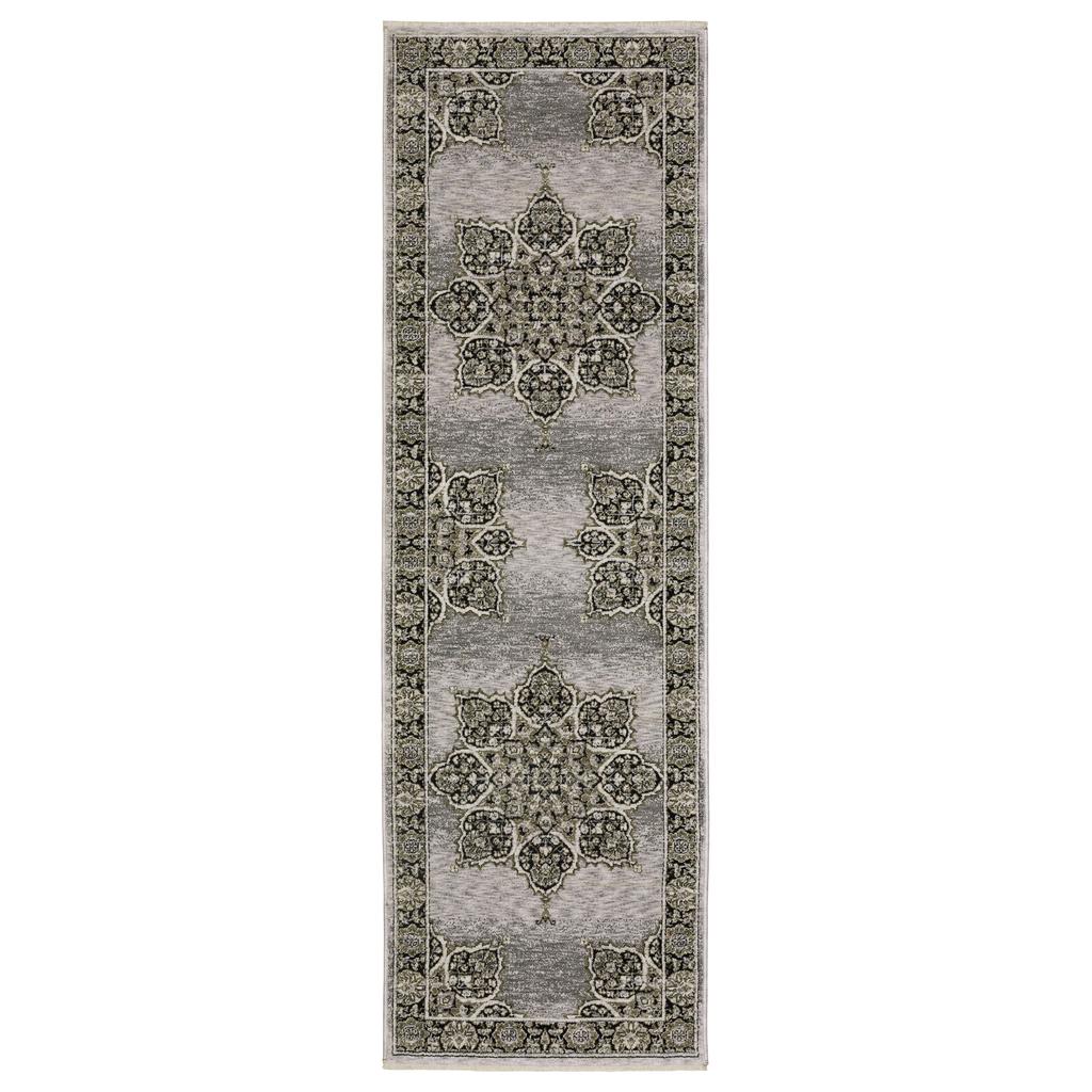 Oriental Weavers Chamberlain CH11L Grey Rectangle Indoor Runner Medallion Pattern-