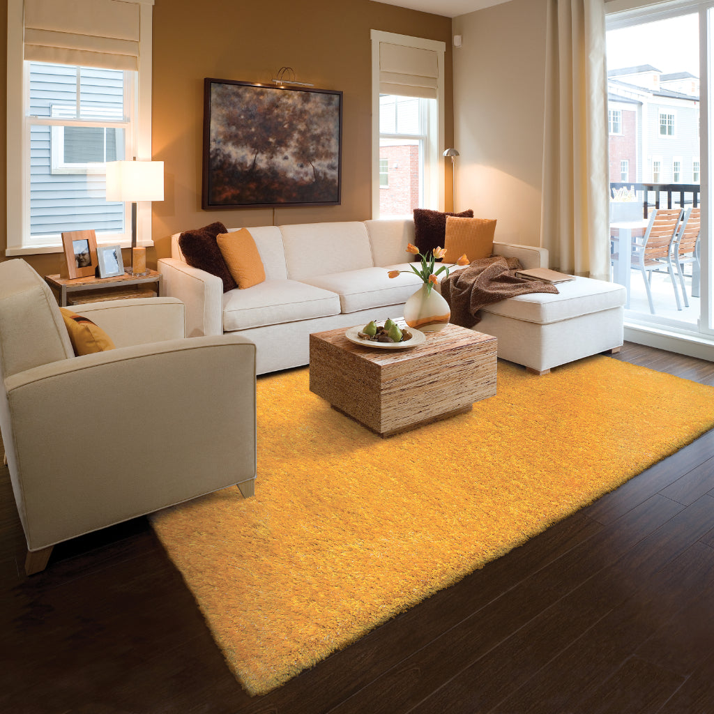 Oriental Weavers Cosmo 81107 Gold Rectangle Indoor Area Rug - Comfortable Stain Resistant Hand Tufted Shag Rug-